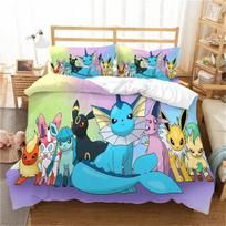 Pokemon 3D Pikaču Antklodžių Užvalkalai Anime Spausdinti Patalynė vaikams berniukams mergaitėms suaugusiems Vaikų Patalynės Komplektas Šventinė Dovana EU Single(135*200cm)3pcs