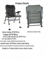 All-Terrain Carbon Steel Folding Fishing Chair - Multifunctional Portable Reclining Chair for Raft Fishing. 62*60*97 cm alyvuogių žalios spalvos