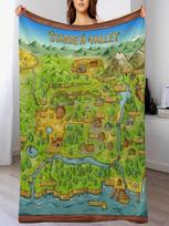 Stardew Valley Žemėlapis Klasikinis Mesti Antklodė Flaneliniai Dekoratyviniai Cosplay Anime Judančios Antklodės 75X95CM pilka spalva