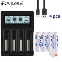 PALO įkroviklis, skirtas 14500 3,7 V ličio baterijai Daugiafunkcis 3,7 V ličio jonų AA 14500 baterijos 900 mAh akumuliatoriaus įkroviklio rinkinys Nuotolinio valdymo pultas žaislų baterija 1pc charger+4pc battery