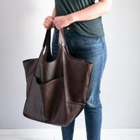 Vintažinis minkštas PU odinis krepšys moterims Naujas didelės talpos pečių krepšys Prabangios rankenos Krepšiai Sujungimas Hobo Bags Piniginė 60*38*25cm ruda