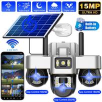 V380 PRO WiFi Saulės Kamera 3 PTZ Saugumo Apsauga 15MP Namų CCTV Kameros 3 Objektyvai PIR Žmogaus Aptikimas Lauko Naktinio Matymo Stebėjimas WIFI Camera