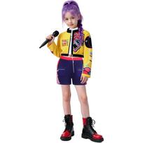 Kpop Rumi Zoey Mira vakarėlio merginos demonės kostiumas medžiotojai Cosplay apranga švarkas topas šortai vaikiški Helovino kostiumai dainininkės Cosplay 110 geltona