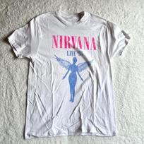 Nirvana Live 93 Baltas trumpomis rankovėmis medvilninis Unisex unisex marškinėlis S