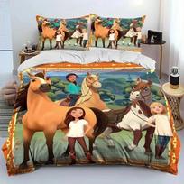 Spirit Riding Free Žirgai Patalynės Komplektas Spausdintas Patalynės Rinkinys Su Pagalvės Užvalkalu Antklodės Užvalkalas Minkštas Viengulis Dvigulis Queen Super King Dydis EU Single(135*200cm)3pcs