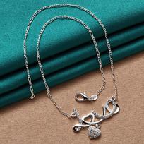URMYLADY 925 Sterling Silver LOVE Heart pakabukas karoliai moterims Vestuvių vakarėlio mados žavesio papuošalai 45cm