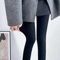 Korean Simple Vertical Striped Tights for Women Vintage Thermal Light Slimming Stockings Winter Versatile Pantyhose Leggings One Size tamsiai pilka spalva