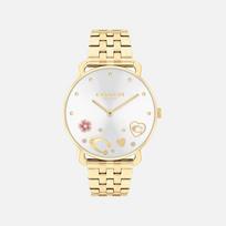 COACH Moteriškas Elliot auksinės spalvos nerūdijančio plieno apyrankės laikrodis 36mm 14504349 auksas