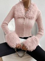 V-neck Knitted Cardigan Slim-fit Sweater Top Autumn and Winter Sweater Knitted Sweater High-end Slim-fit S juoda