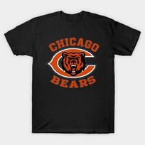 Men Black Print T-shirt Chicago-Bears No-Cut Transfer Paper Print Cotton Tshirt M juoda