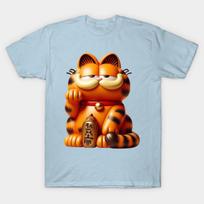 Men Black Print T-shirt Garfield - 3D Maneki No-Cut Transfer Paper Print Cotton Tshirt L šviesiai mėlyna spalva