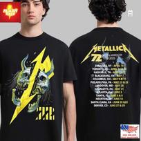 Metallica M72 Pasaulinis Turas 2025 Prekės Padalinta Kaukolė Riboto Leidimo Unisex Marškinėliai M