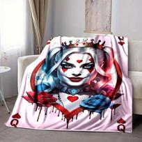 1 vnt. Harley Quinn Džokerio flanelės pledas Lengvas minkštas šiltas visų sezonų pledas sofai, lovai, kelionėms, stovyklavimui L1024136 80x120cm