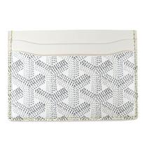 Pristine GOYARD Card Case Saint Sulpice Herringbone white PVC mens Used