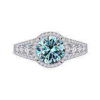 „BagueRingen“ moteriškas moissanito žiedas sidabrinis 925 papuošalas moterims 8 mm mėlyna žalia spalva moissanito brangakmenio papuošalų dovana 6-9 2ct No.6 tamsiai žalia spalva