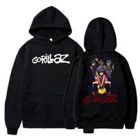 Rudens ir žiemos megztiniai Ilgomis rankovėmis Laisvas Minkštas bliuzonas Streetwear Paltai Su Gorillaz spaudiniu Moterims ir Vyrams Su gobtuvu S