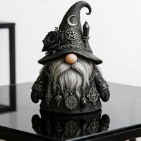 Gothic Wizard Gnome Figurine, Halloween Gothic Gnomes Collectible Fall Decor, Resin Wizard Statue for Indoor Scary Table Shelf Tier Tray Ornament China Mainland juoda