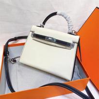 New black and white panda color scheme Kelli bag cowhide oblique straddle women's bag 2023 new palm pattern handheld women's simple bag 19cm