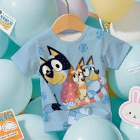 Vaikams 2026 Bluey Anime 3D Marškinėliai Vasariniai Vėsūs Kvėpuojantys Trumpomis Rankovėmis Su Animaciniu Spaudiniu Lengvi Marškinėliai Berniukams ir Mergaitėms 110