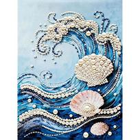 DIY Wave Pearl Art Painting for Home Wall Decor Pearl Gem Paintings Picture Arts Craft  for Adults/Beginners Gift Idea Home Decor Without Frame 30x40cm