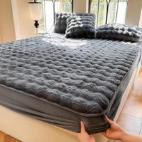 Prabangus storas triušio kailio pliušinis prigludęs paklodė - 350 g didelio svorio aksominis čiužinio užvalkalas Pair of Pillowcases