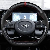for Hyundai Tucson Elantra Sonata Hand-Stitched Non-Slip Carbon Fiber  Leather D-type car Steering Wheel Cover style 1