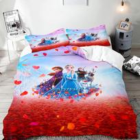 Frozen Princess Elsa and Anna 3-Piece One Piece Bedding Set Comforte Luxus Exquisite Birthday Gift 100% Polyester Home Decor EU Single(135*200cm)3pcs