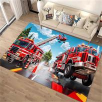 Gaisrinės mašinos švilpukas, 3D spausdintas kilimas, svetainės, miegamojo, vaikų kambario, minkštas ir patogus neslystantis kilimėlis, kalėdinė dovana 40x60cm (16x24in)