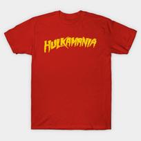 Vyriški juodi marškinėliai su spaudiniu Hulkamania Geltoni Retro Vintage Be išpjovimo Perdavimo popieriaus spaudinys Medvilniniai marškinėliai L raudona