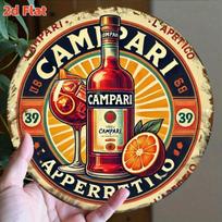 Kaimiškas Campari metalinis skardos ženklas Vintažinė sienų dekoracija Atsparus vandeniui 20x20