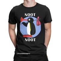 Noot Noot Pingu Marškinėliai Vyrams Moterims Medvilniniai Vintažiniai Marškinėliai Apvalia Kaklo Pingvino Marškinėlis Harajuku Drabužiai Klasikiniai S juoda