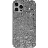 Dengimo Metalinė Spalva Sidabrinė Aliuminio Folijos Klostės Dėklas Skirtas iPhone 14 13 12 11 15 16 17 Pro Max Air Mini XS XR Plus Silikoninis Telefono Dėklas iPhone XS sidabras