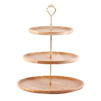 Vaisių lėkštė Medinė Natūralios tekstūros Paprasta Elegantiška Tvirta Patvari Maisto padėklas Torto Vaisių Patiekimo Padėklas 20+25+30cm Three Layers