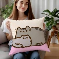 Kawaii P-Pusheen Mielas Katės Pagalvės Užvalkalas Dekorinė Sofos Pagalvė Namams Dviaukštis Spausdinimas Trumpas Pliušinis Pagalvės Užvalkalas Šventinė Dovana 12x12Inch