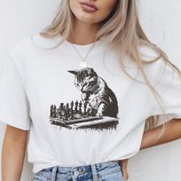 Katė Žaidžia Šachmatais Marškinėliai Šachmatininkas Mama Dovana Šachmatininkas Tėvas Dovana Šachmatinė Katė Marškinėliai Vin Unisex Marškinėliai M