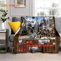 HD „Heroes of Might and Magic“ retro žaidimo minkšta flanelinė antklodė, užmetimo antklodė Patogi antklodė pikniko lovoms sofa Namų miegamasis 75x90cm