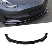 Carbon Fiber Front Lip Kit for Tesla 2017-2023: Three-Section Decorative Modification Matte Black