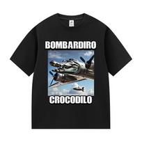 2025Summer Limited Bombardino Crocodilo Funny Meme T Shirt Men Women Summer O-Neck Short Sleeve 100% Pure Cotton Printed T-shirt XL