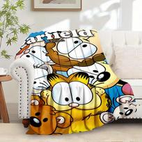 1pc Cat, Garfield Printed Flannel Blanket, Super Soft Plush  Bed Cover, Four Seasons Quilt for Sofa, Bed, Office,52 80cm x 120cm