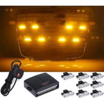 8/16 viename LED SUV grotelių stroboskopas Automobilinis stroboskopas Įspėjamasis LED mirksėjimas Avarinis automobilio išorinis šviesos diodas su belaidžiu valdymu Wired 8 Yellow brown