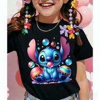Disney Friend Children's Stitch Printed T-shirt Courful Cartoon Kids Short Sleeved Top Baby Cotton T-shirt Birthday 110