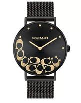 COACH Moteriškas laikrodis su nerūdijančio plieno tinklelio apyranke Perry, juodas, 36 mm 14503826 juoda