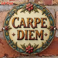 Vintage Floral Metal Wall Art Carpe Diem Sign Home Decor 20x20