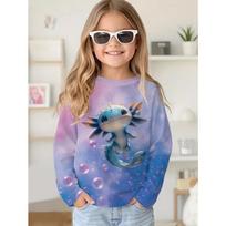 Axolotl Vaikų Drabužiai Kawaii Animacinis 3D Spausdinimas Berniukas Ilgomis Rankovėmis Marškinėliai Laisvalaikio Laisvas Vaikų Viršus Mada Apvalus Kaklas Vaikų Marškinėliai 110