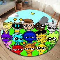Sprunki Round Area Rug,Carpet Rug for Living Room Bedroom Sofa Playroom Decor,Non-slip Floor Mat 80cmx80cm