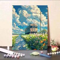 Dažymo pagal skaičius rinkinys su mediniu rėmu 30*40cm