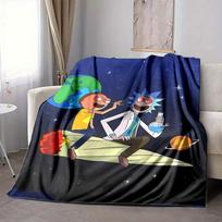 1pc Rick Morty Flannel Throw Blanket Lightweight Soft Warm All Season Blanket for Sofa, Bed, Travel,L1028093 80x120cm