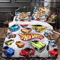 3D Spausdintas Monster Truck Hot Wheel Antklodės Užvalkalas Pagalvės Užvalkalas Patalynės Komplektas Viengulis Dvigulis Karalienės Karaliaus Dydis Miegamojo Dekoras Dovana EU Single(135*200cm)3pcs