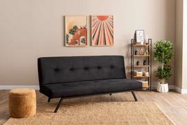 Asir moderni juoda sofa-lova, 180×100 cm miegamoji dalis
