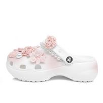 Crocs Classic Platform klumpės Qingshan Pearl Pink Camellia universalios debesų mados atsitiktiniai skylėti batai moteriški rožiniai balti 37-38